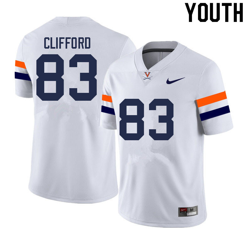 Youth #83 Josh Clifford Virginia Cavaliers College Football Jerseys Sale-White